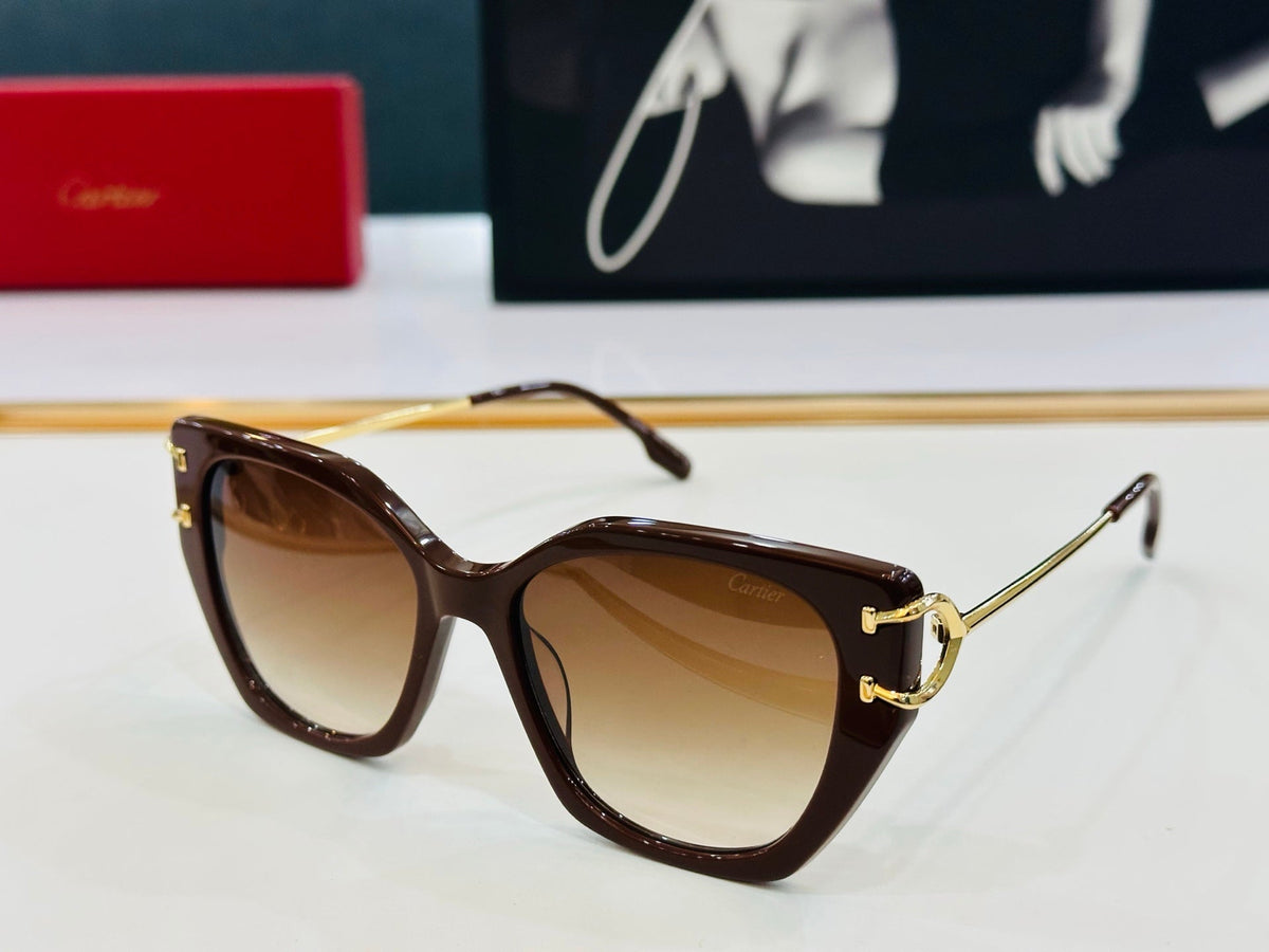 CARTIER C DE BUTTERFLY FRAME SUNGLASSES 530154 IN METAL AND ACETATE