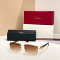 CARTIER C DE RIMLESS RECTANGULAR FRAME SUNGLASSES  571828 IN METAL