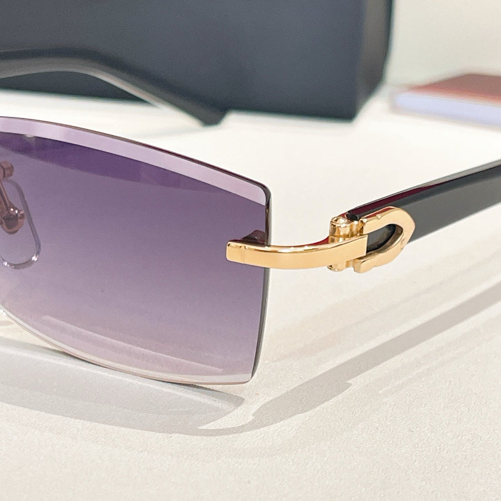 CARTIER C DE RIMLESS RECTANGULAR FRAME SUNGLASSES  571828 IN METAL