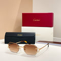 CARTIER C DE RIMLESS GEOMETRIC FRAME SUNGLASSES CT0092O IN METAL
