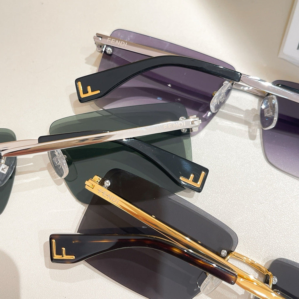 FENDI SKY RIMLESS RECTANGULAR FRAME SUNGLASSES FE40165U IN METAL