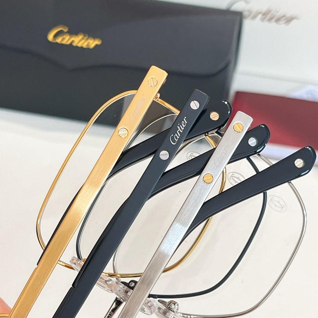 CARTIER SANTOS SQUARE FRAME SUNGLASSES CT0553O IN METAL