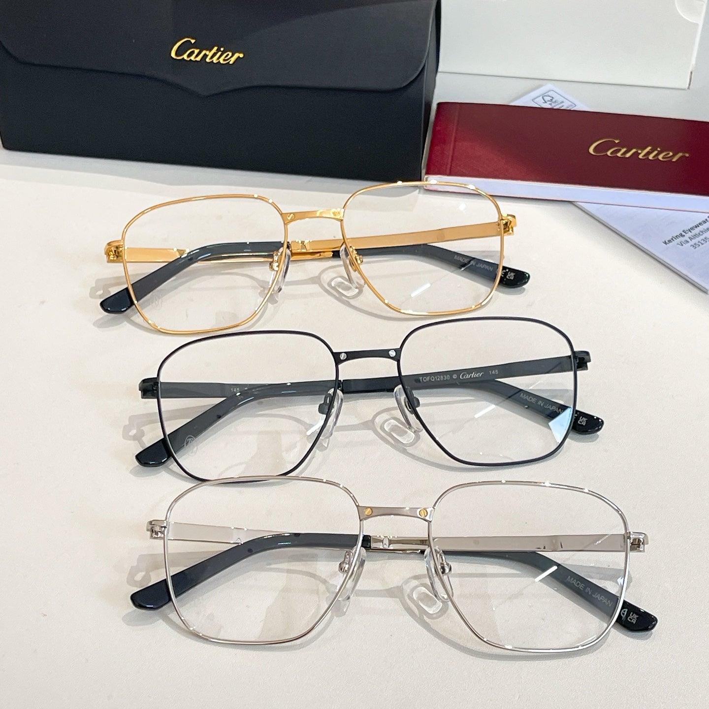 CARTIER SANTOS SQUARE FRAME SUNGLASSES CT0553O IN METAL