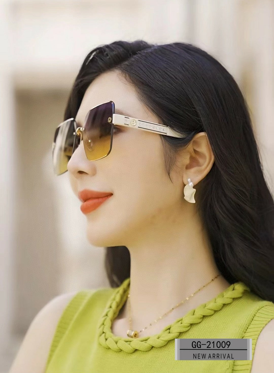 GUCCI CRYSTAL STUDDED SQUARE FRAME SUNGLASSES 21009 IN ACETATE