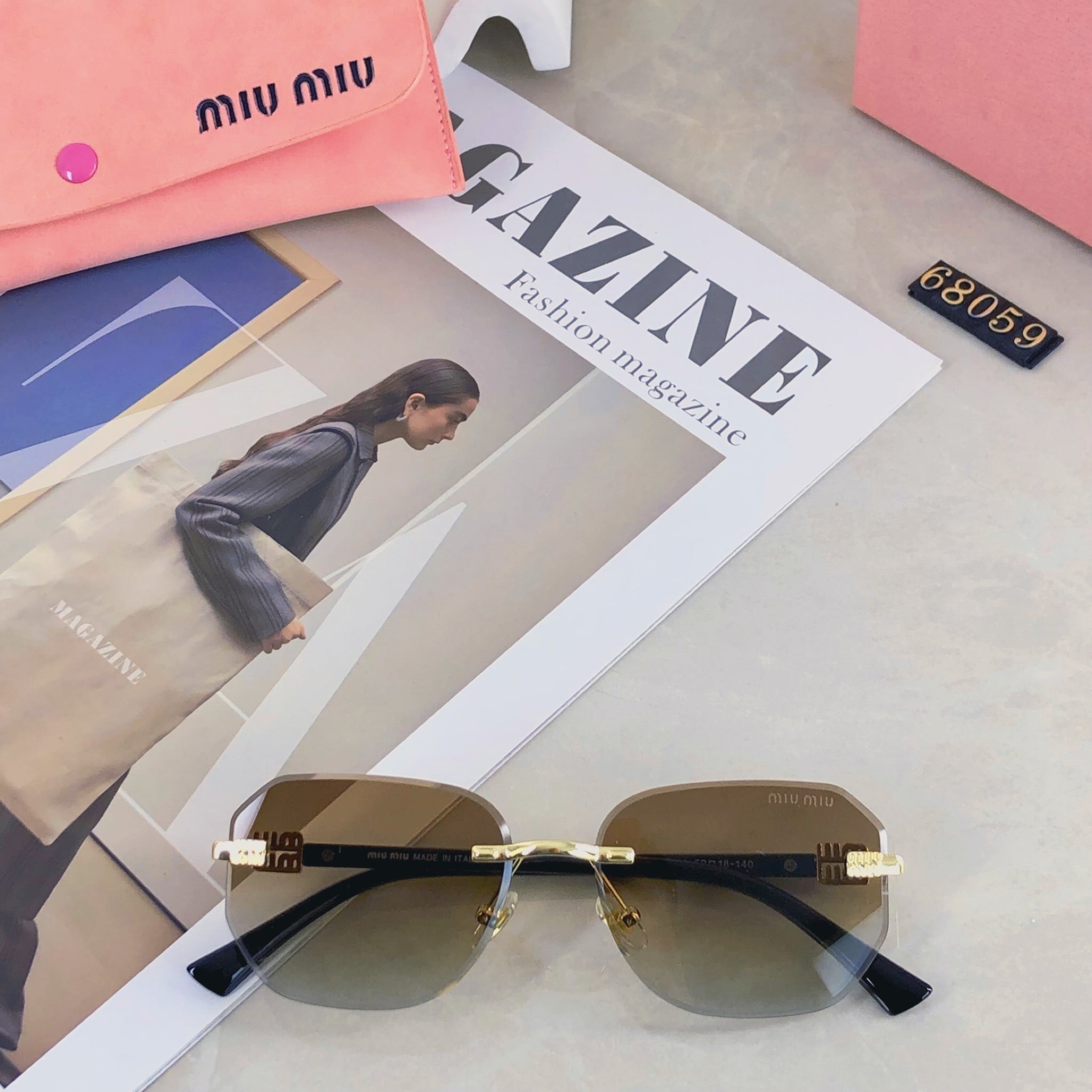 MIU MIU LOGO SUNGLASSES 498947 IN METAL