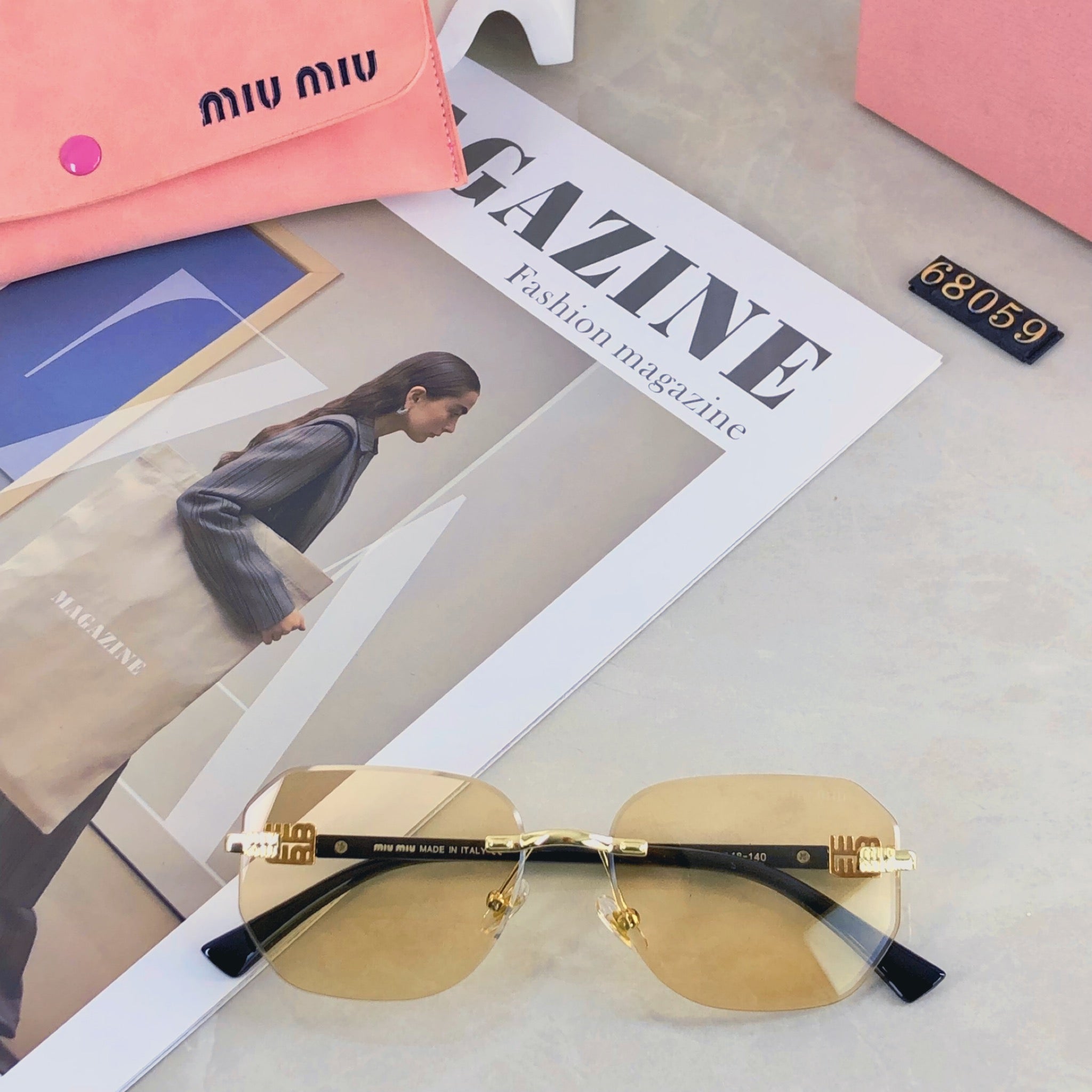 MIU MIU LOGO SUNGLASSES 498947 IN METAL