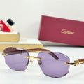 CARTIER C DE GEOMETRIC FRAME SUNGLASSES CT0606S IN METAL AND WOODEN