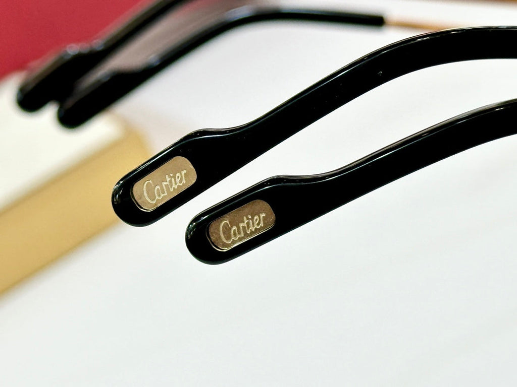 CARTIER CRYSTAL STUDDED RIMLESS SQUARE FRAME SUNGLASSES CT0603S IN METAL PHOTOCHROMIC LENSES