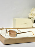 CARTIER C DE RIMLESS SQUARE FRAME SUNGLASSES CT0610S IN METAL