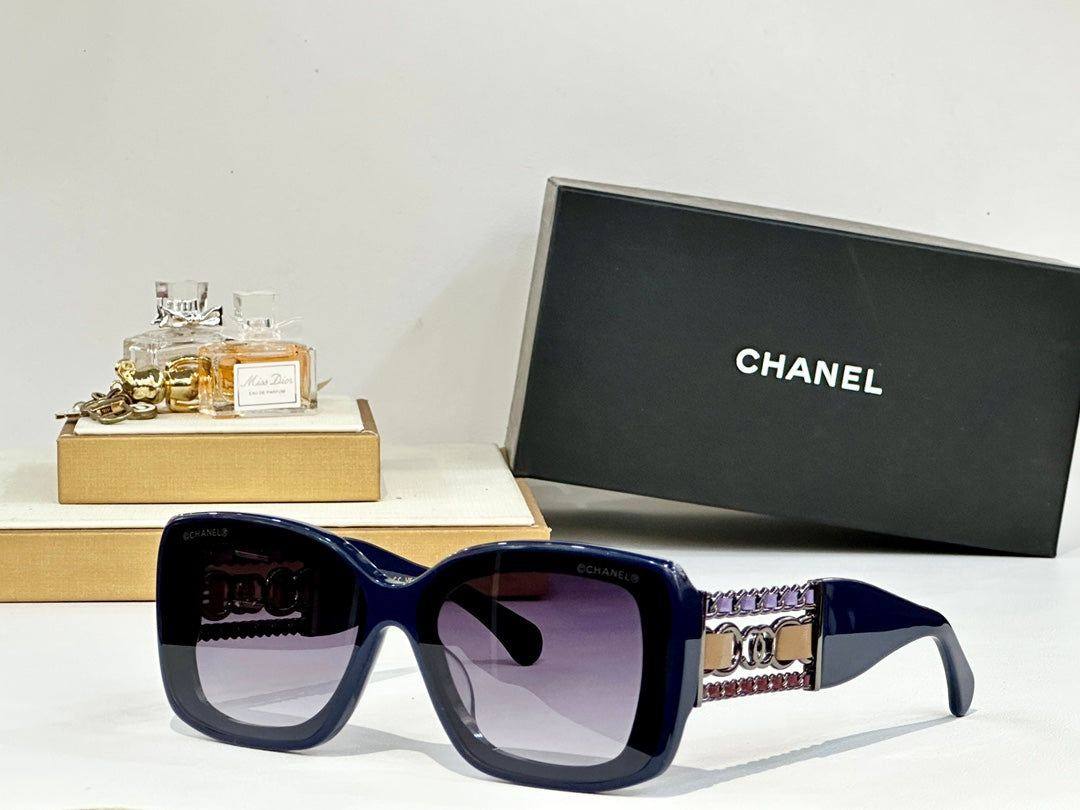 CHANEL SQUARE SUNGLASSES CH5537Q IN ACETATE CHAIN METAL