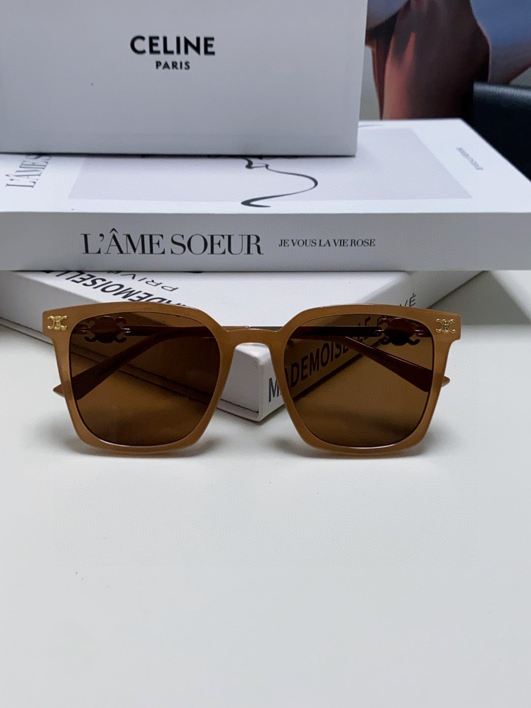 CELINE TRIOMPHE SUNGLASS 497816 IN NUDE METAL