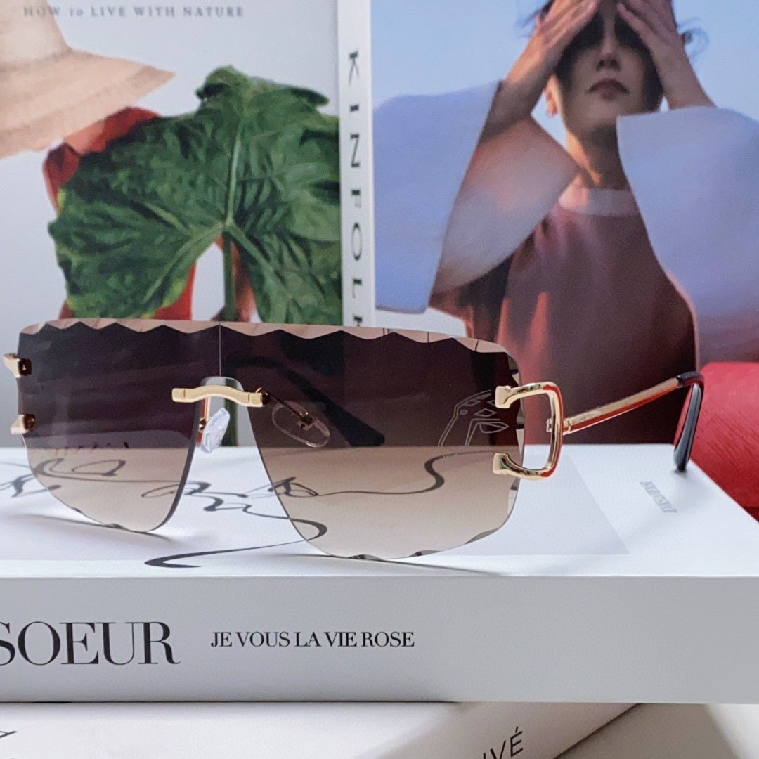 CARTIER C DE RIMLESS NAVIGATOR FRAME SUNGLASSES 548665 IN METAL