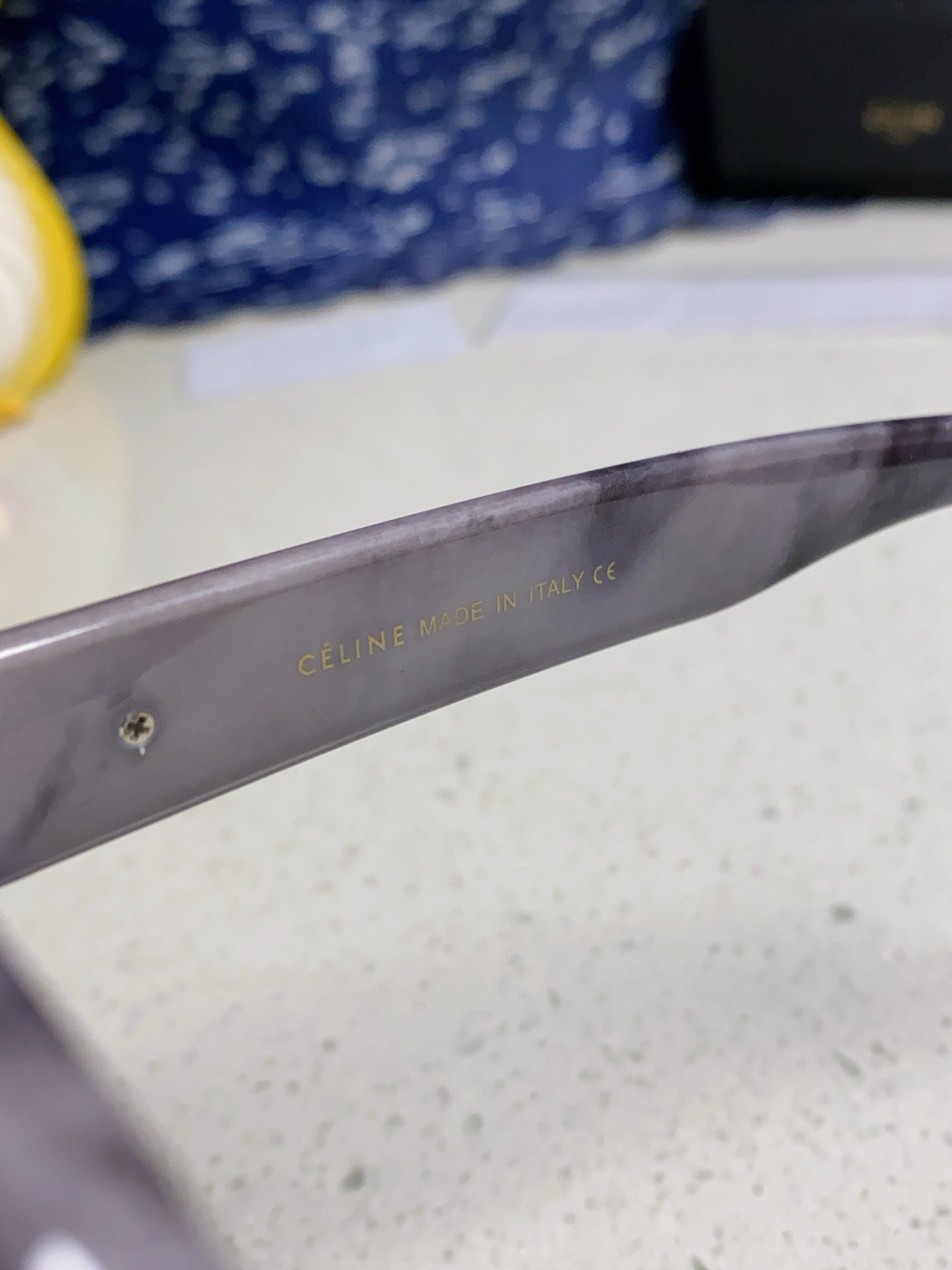 CELINE TRIOMPHE SQUARE SUNGLASS 566740 IN MARBLED EFFECT ACETATE