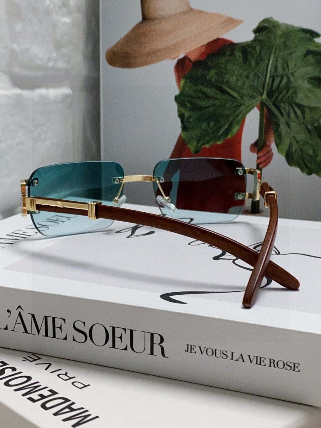 CARTIER CRYSTAL STUDDED C DE RECTANGULAR FRAME SUNGLASSES 533159 IN METAL