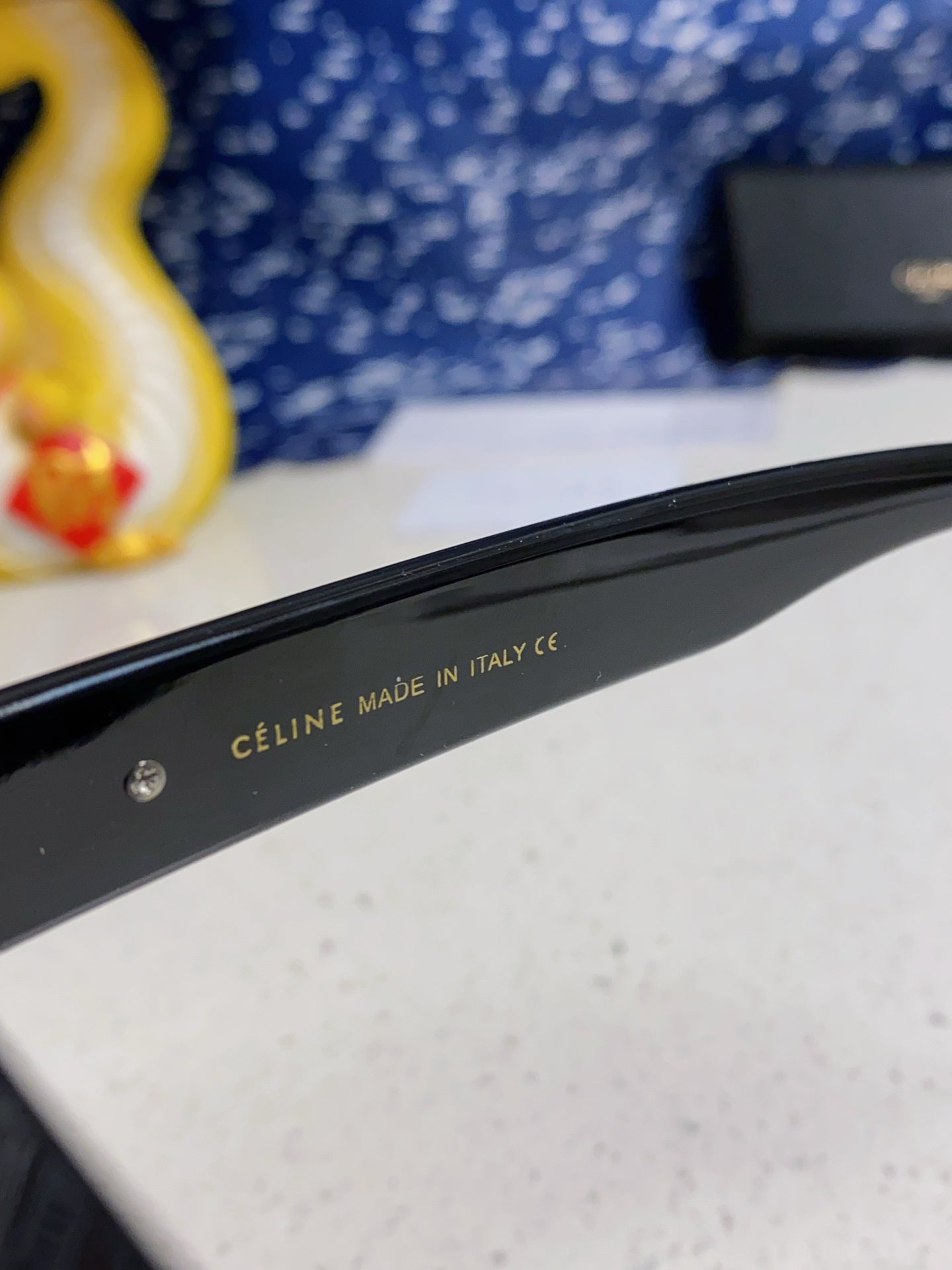 CELINE TRIOMPHE SUNGLASS 533220 IN BLACK ACETATE GOLD LOGO
