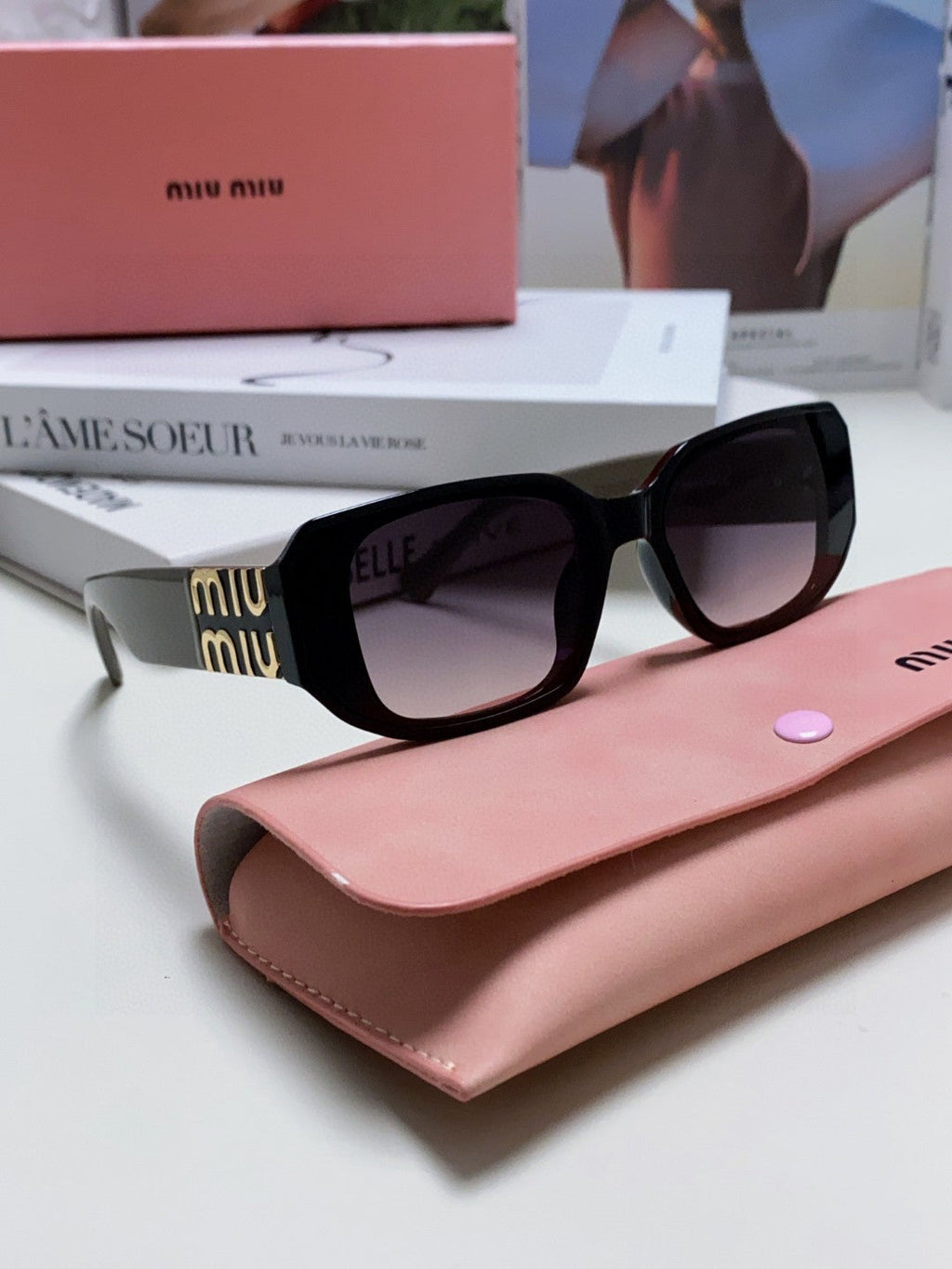MIU MIU GLIMPSE SUNGLASSES 576818 IN BROWN ACETATE