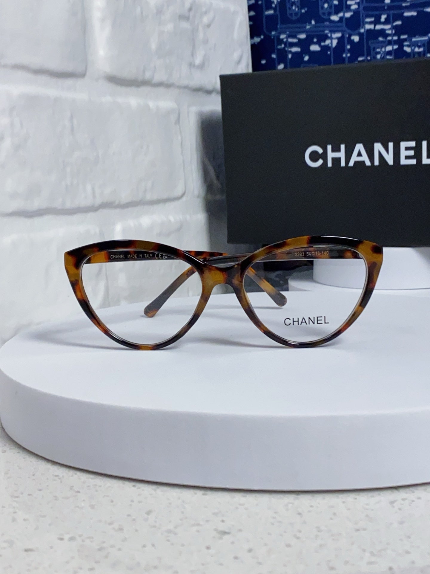 CHANEL CAT EYE SUNGLASSES CH3393 IN HAVANA ACETATE CLEAR LENSES