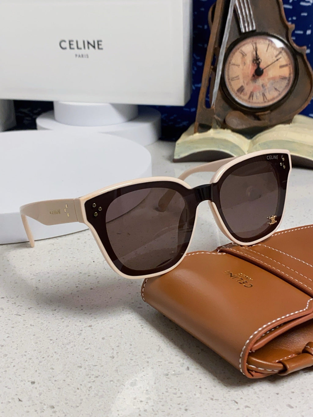 CELINE SQUARE SUNGLASS 575841 IN NUDE ACETATE