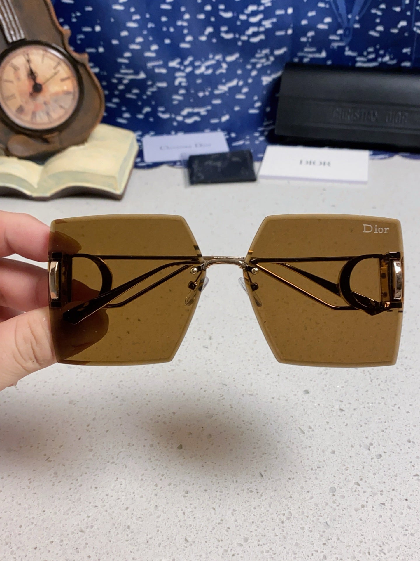 DIOR 30MONTAIGNE S7U SUNGLASS 578108 IN GOLD METAL BROWN LENSES
