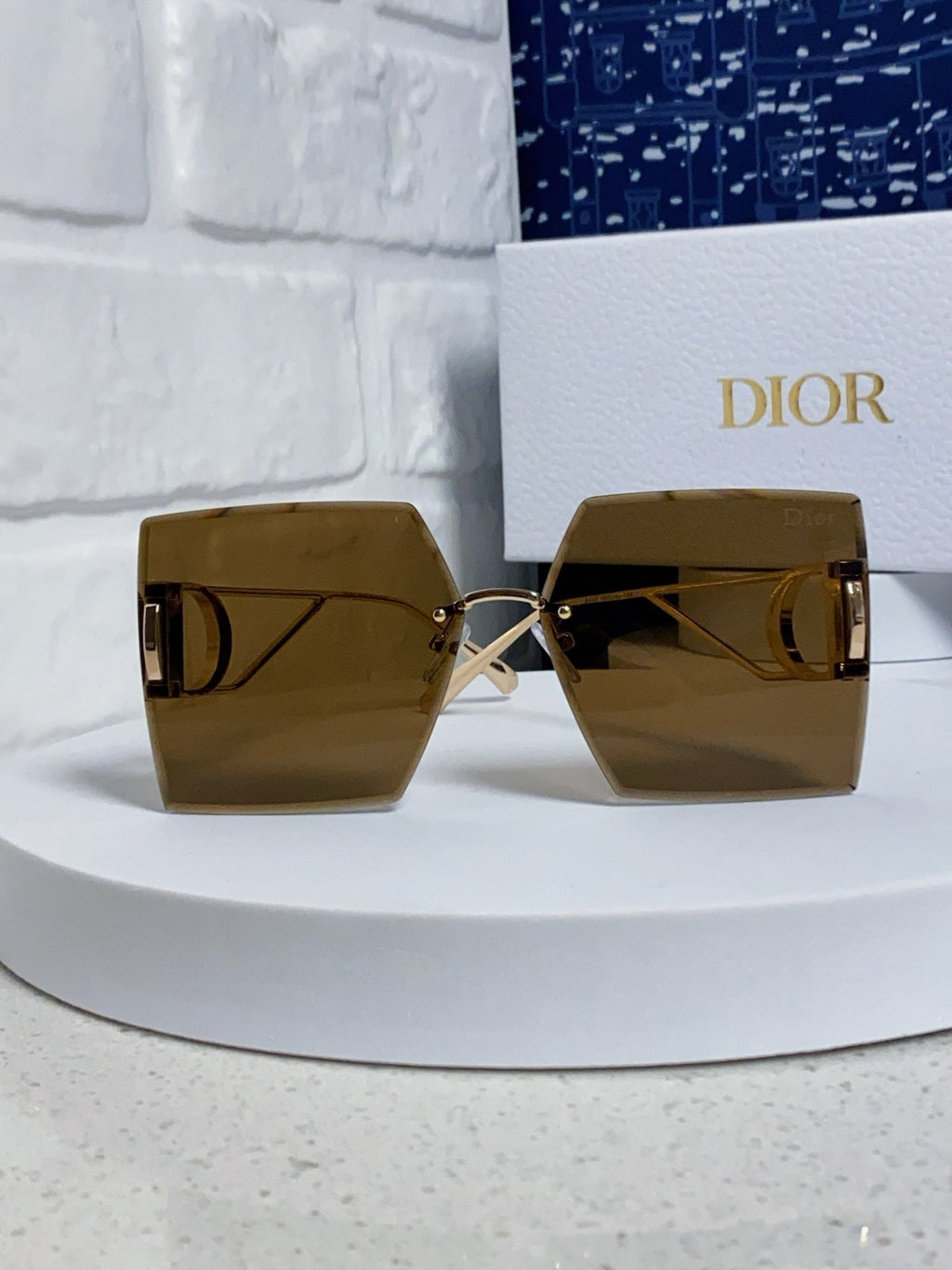 DIOR 30MONTAIGNE S7U SUNGLASS 578108 IN GOLD METAL BROWN LENSES