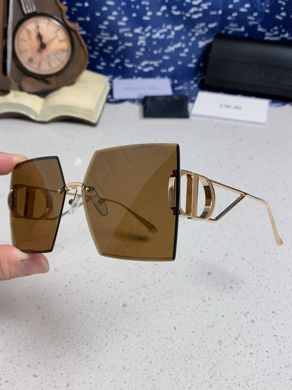 DIOR 30MONTAIGNE S7U SUNGLASS 578108 IN GOLD METAL BROWN LENSES