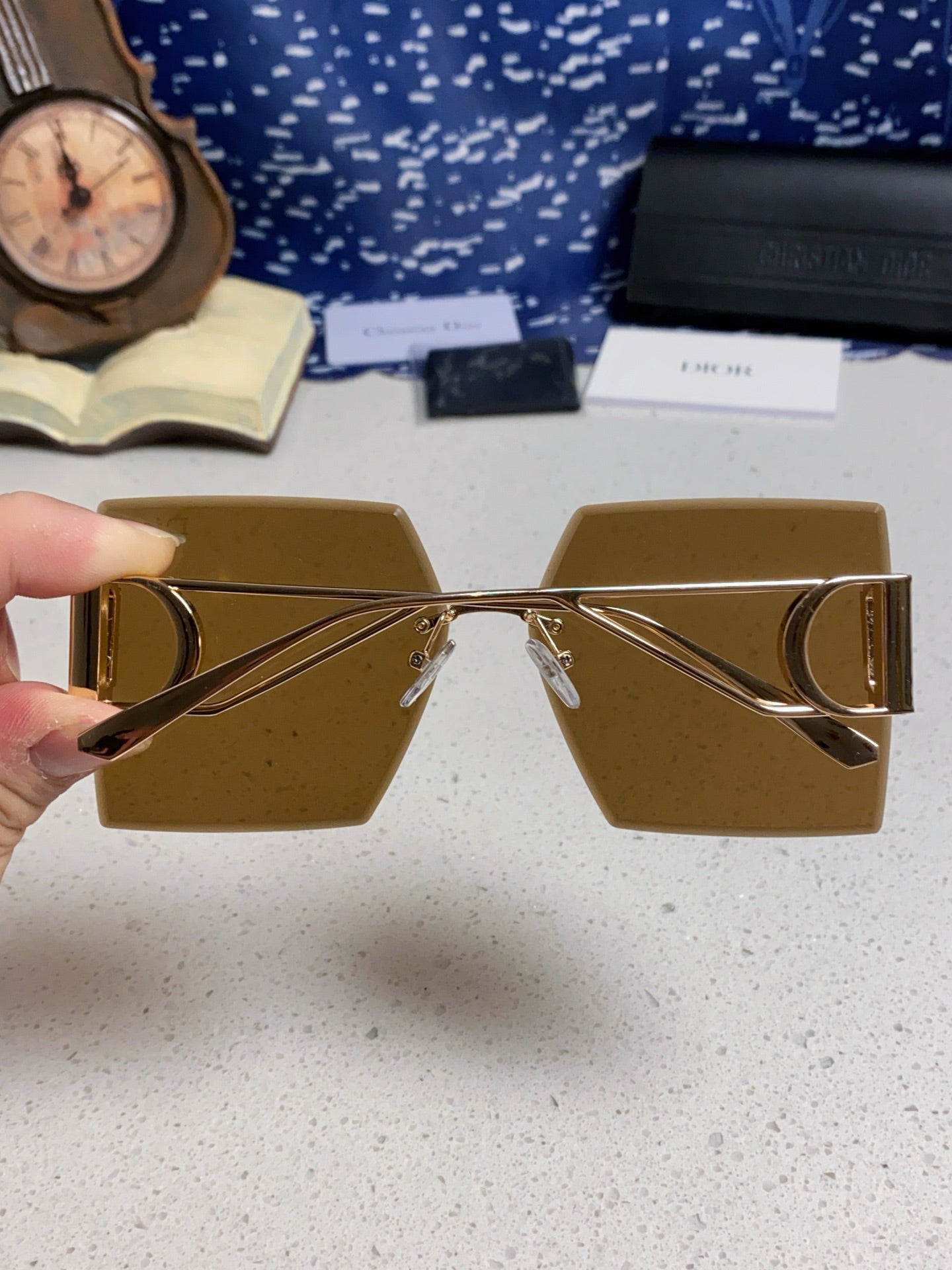 DIOR 30MONTAIGNE S7U SUNGLASS 578108 IN GOLD METAL BROWN LENSES