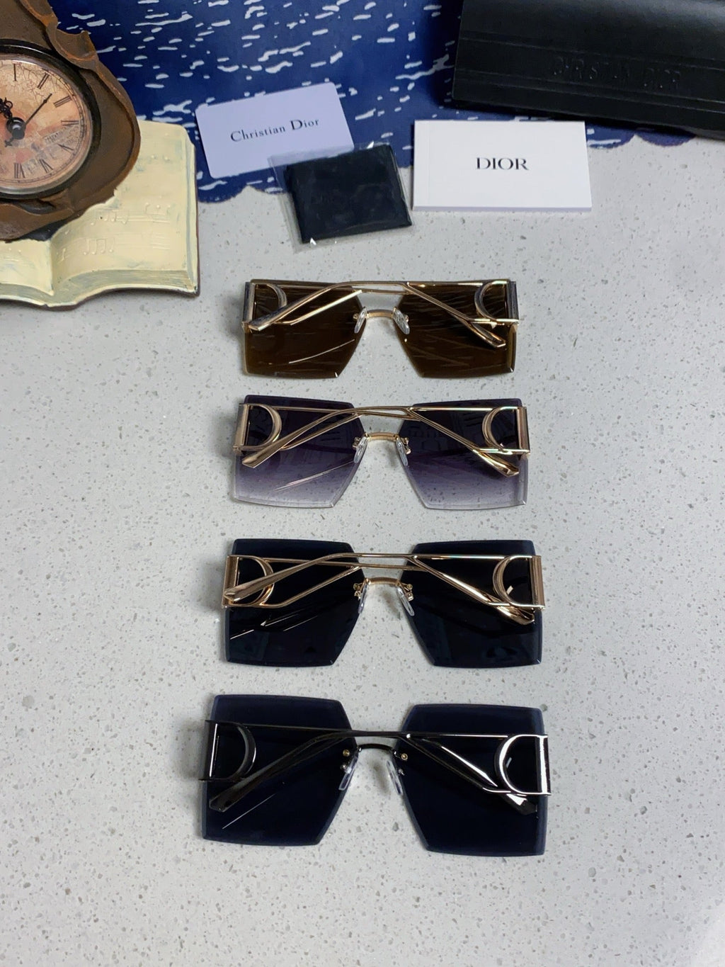 DIOR 30MONTAIGNE S7U SUNGLASS 578108 IN GOLD METAL BROWN LENSES