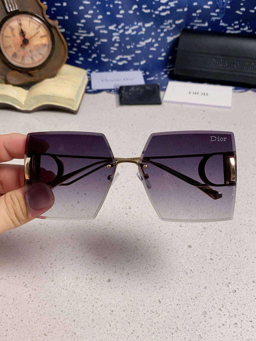 DIOR 30MONTAIGNE S7U SUNGLASS 578109 IN GOLD METAL GREY SMOKE LENSES
