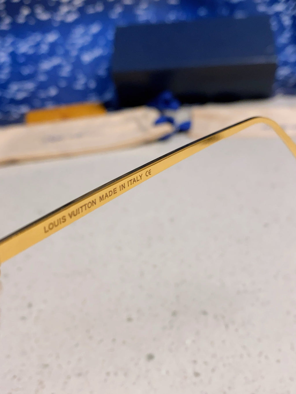 LOUIS VUITTON GOLDEN MASK SUNGLASSES 582731 IN GOLD METAL PURPLE SMOKE LENSES