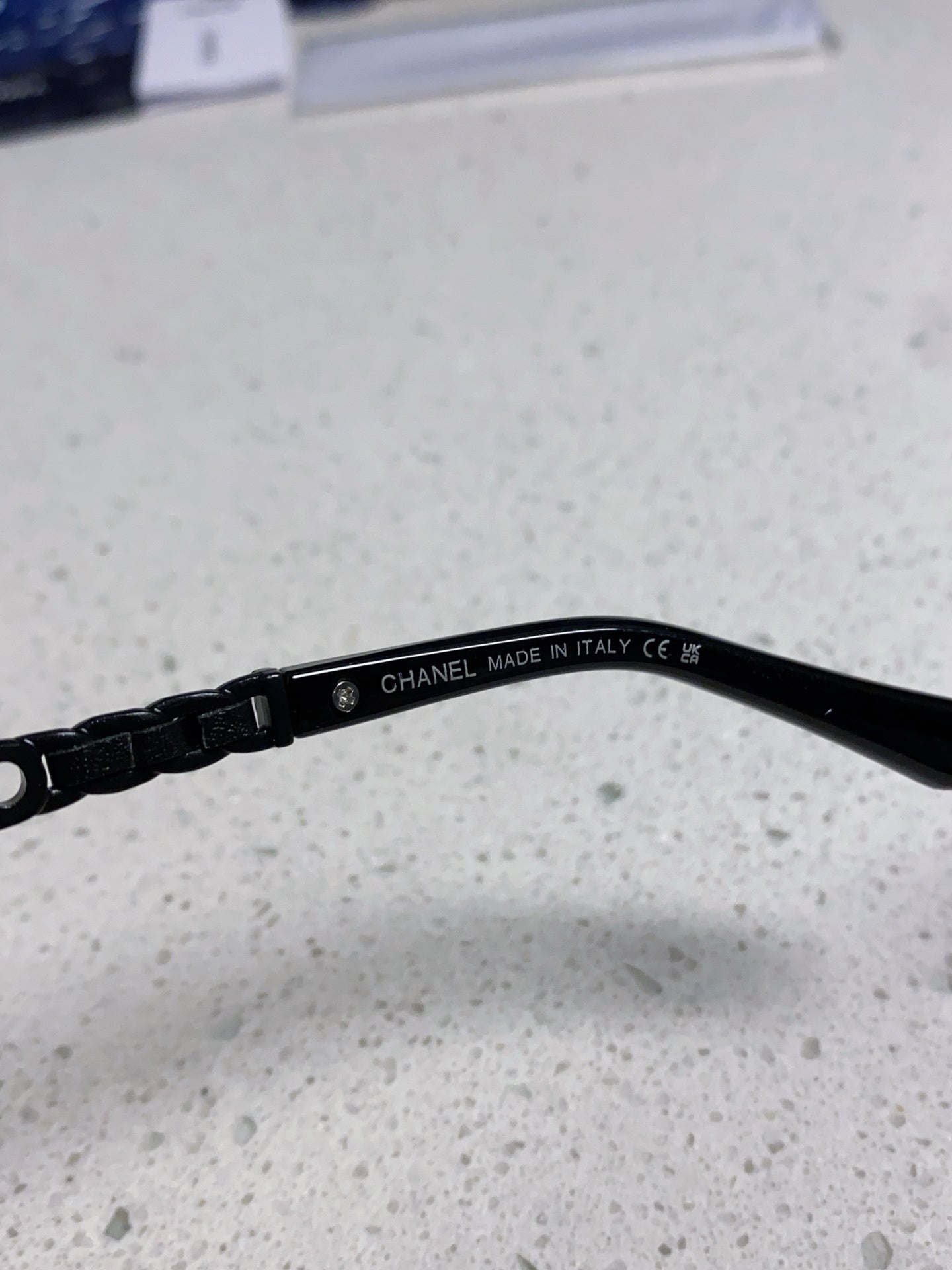CHANEL SQUARE SUNGLASSES 632029 IN BLACK ACETATE BLACK LOGO ON FRAME