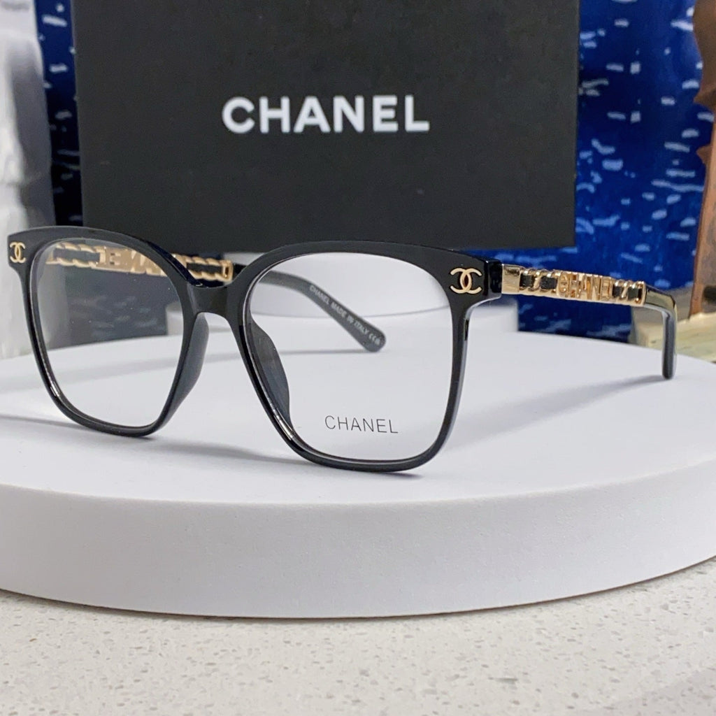 CHANEL SQUARE SUNGLASSES 632030 IN BLACK ACETATE CLEAR LENSES
