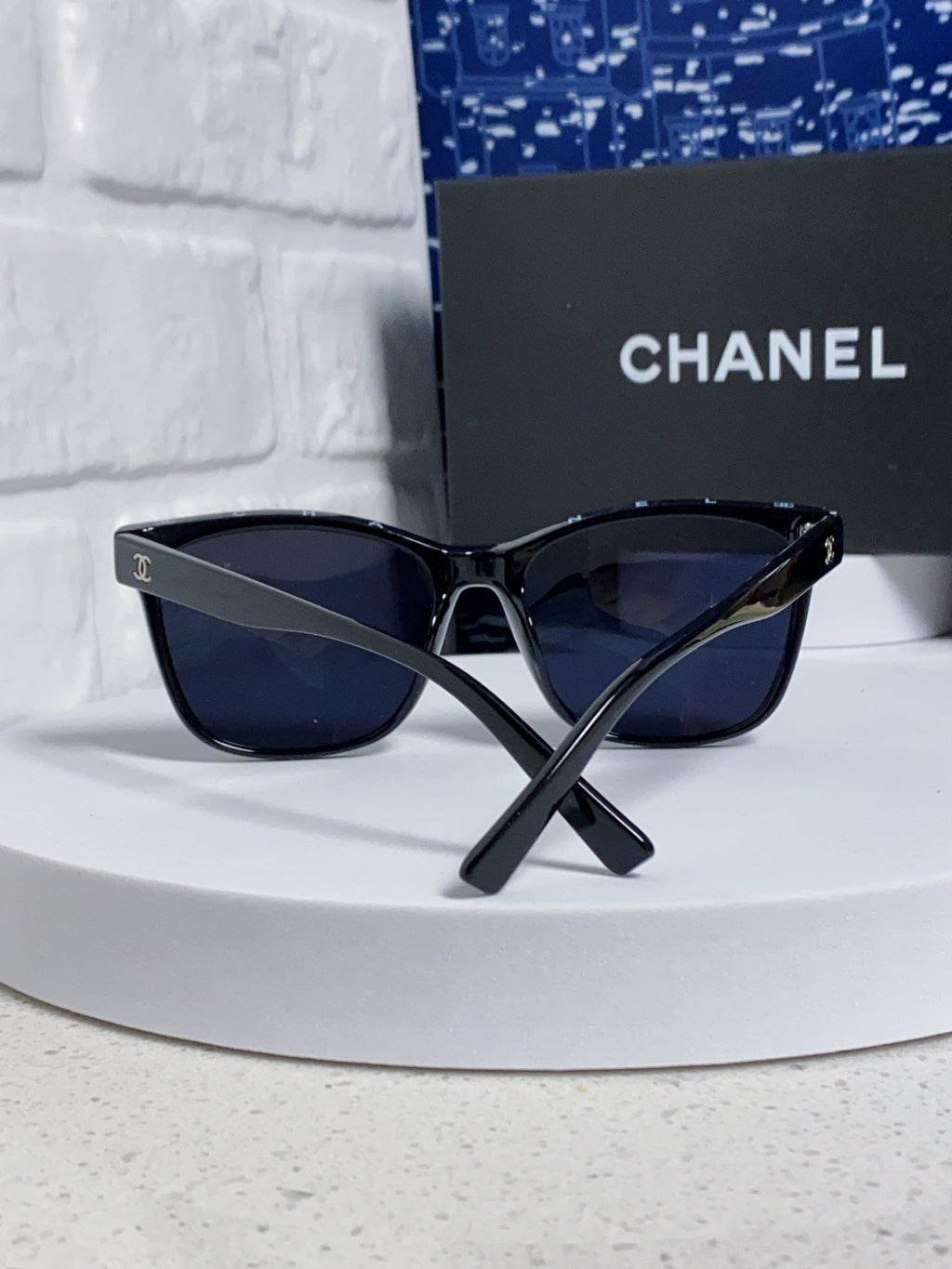 CHANEL SQUARE SUNGLASSES 3392 IN BLACK ACETATE BLACK LENSES