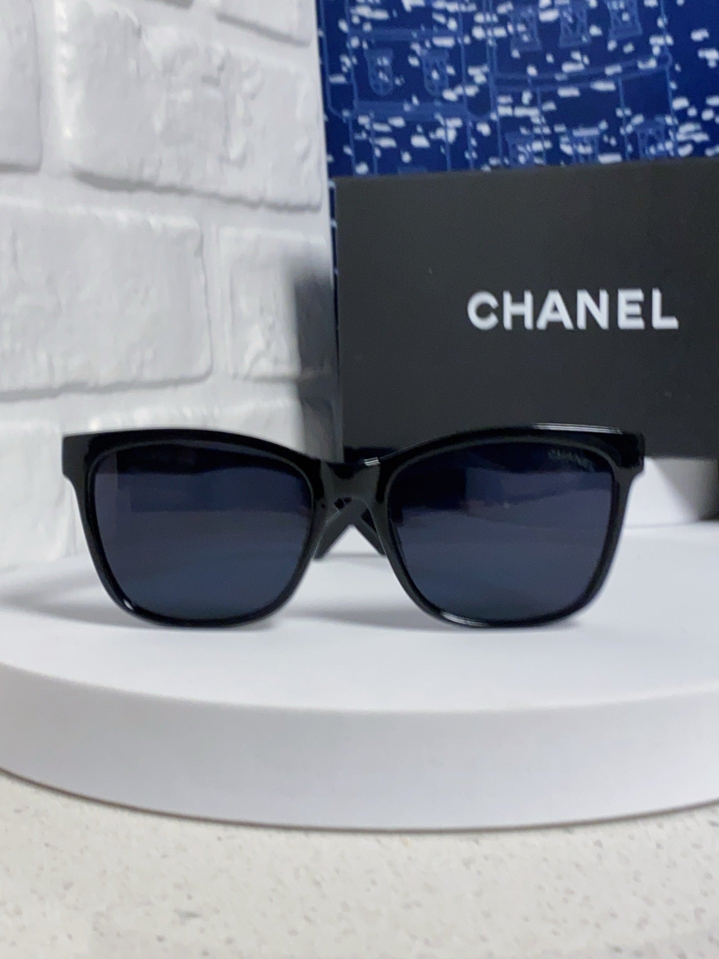 CHANEL SQUARE SUNGLASSES 3392 IN BLACK ACETATE BLACK LENSES
