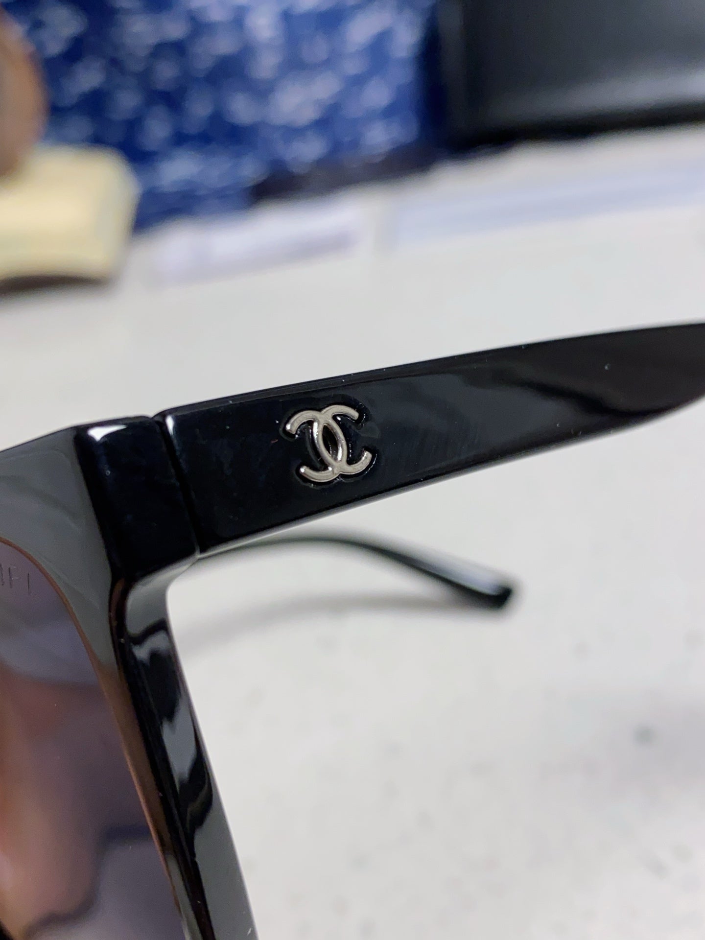 CHANEL SQUARE SUNGLASSES 3392 IN BLACK ACETATE BLACK LENSES