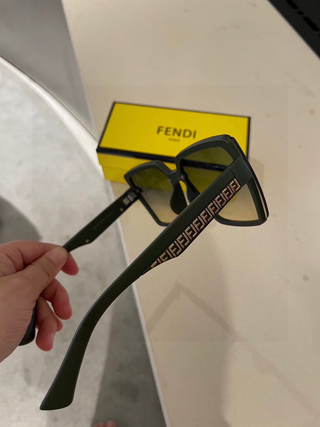 FENDI FIRST CRYSTAL SQUARE FRAME SUNGLASSES 2209 IN ACETATE