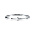 TIFFANY & CO. NARROW T1 HINGED BANGLE DIAMOND SILVER