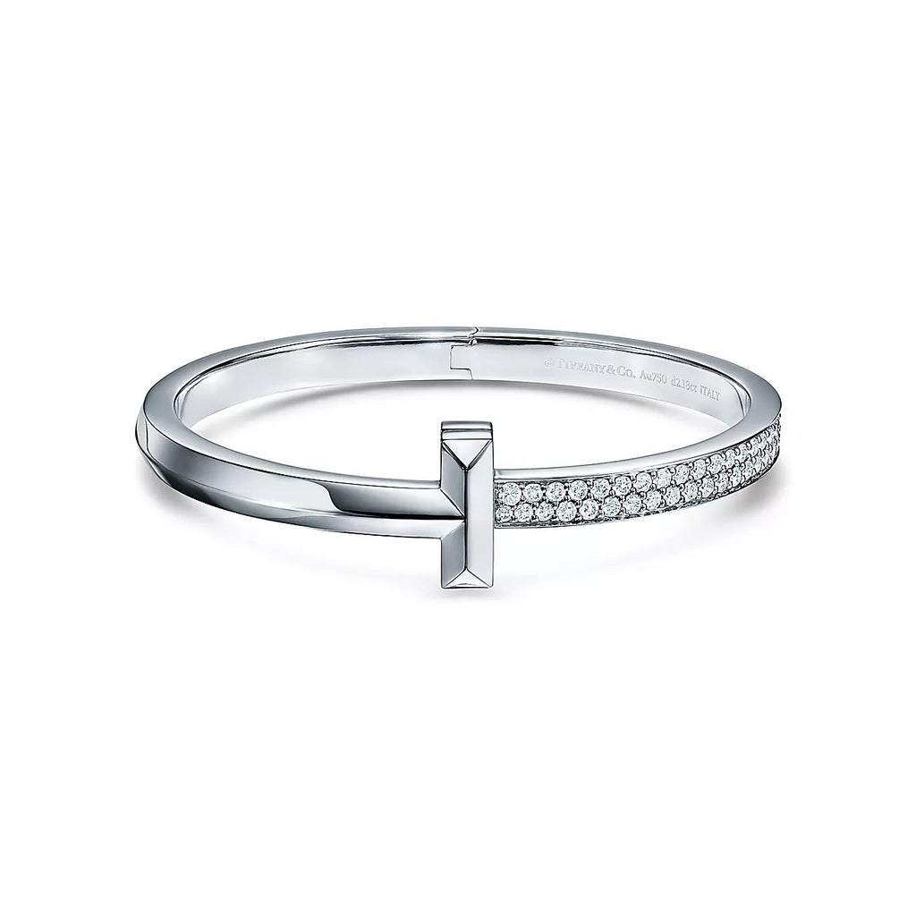 TIFFANY & CO. WIDE DIAMONDS HINGED BANGLE
